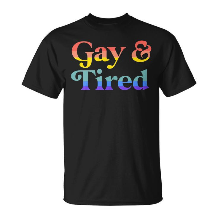 Gay And Tired Lgbtqia Retro Aesthetic Lesbian Pride Flag  Unisex T-Shirt