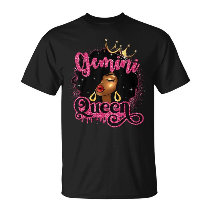 Gemini Queen Birthday Afro Girls Black Zodiac Birthday  Unisex T-Shirt