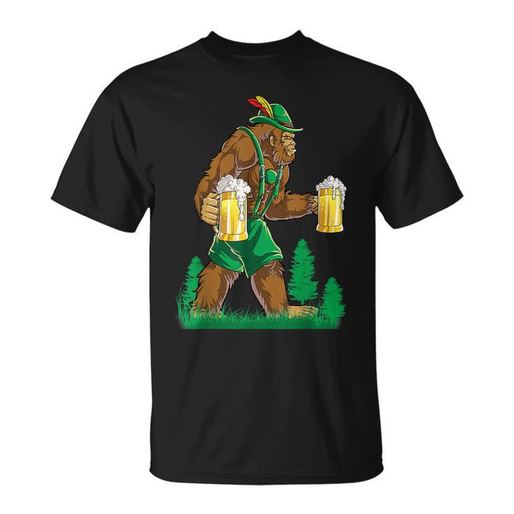 German Bigfoot Sasquatch Lederhose Oktoberfest Costume T-Shirt