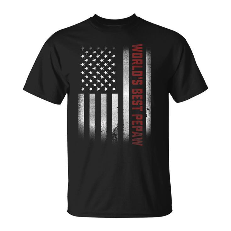Gifts For Papa Worlds Best Pepaw American Flags  Unisex T-Shirt