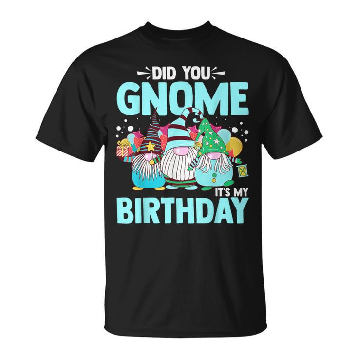Did You Gnome It's My Birthday Gnomies Party Gnome Lover T-Shirt