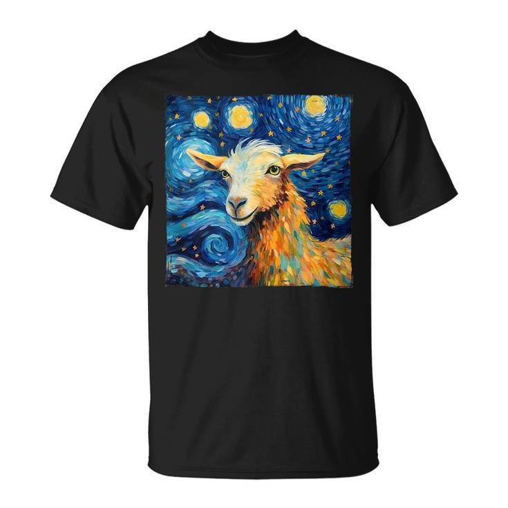 Goat Design In The Style Of Van Goghs Iconic Starry Night  Unisex T-Shirt