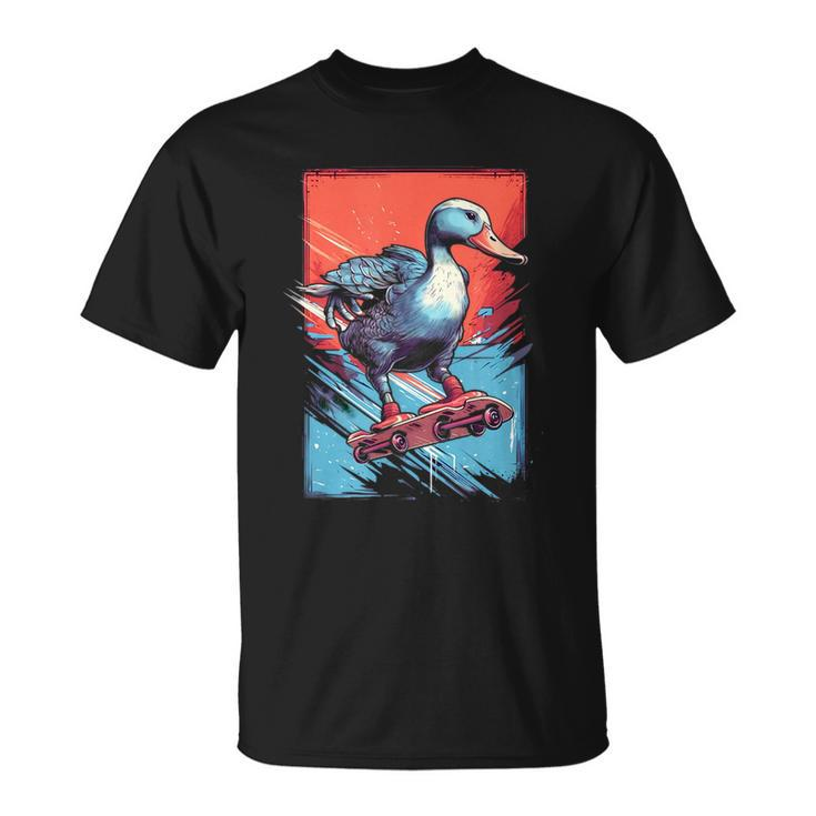Goose Riding Skateboard Skateboarder Geese Skateboarding  Unisex T-Shirt