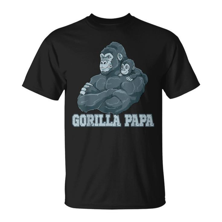 Gorilla Papa Father And Baby Dad Fathers Day Unisex T-Shirt