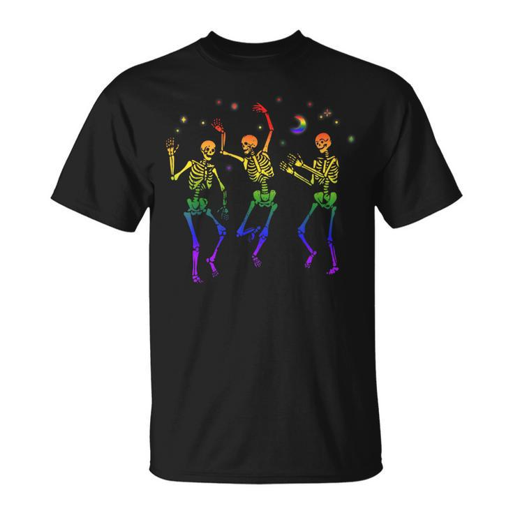 Goth Dancing Skeleton Gay Lesbian Lgbt Pride For Halloween  Unisex T-Shirt
