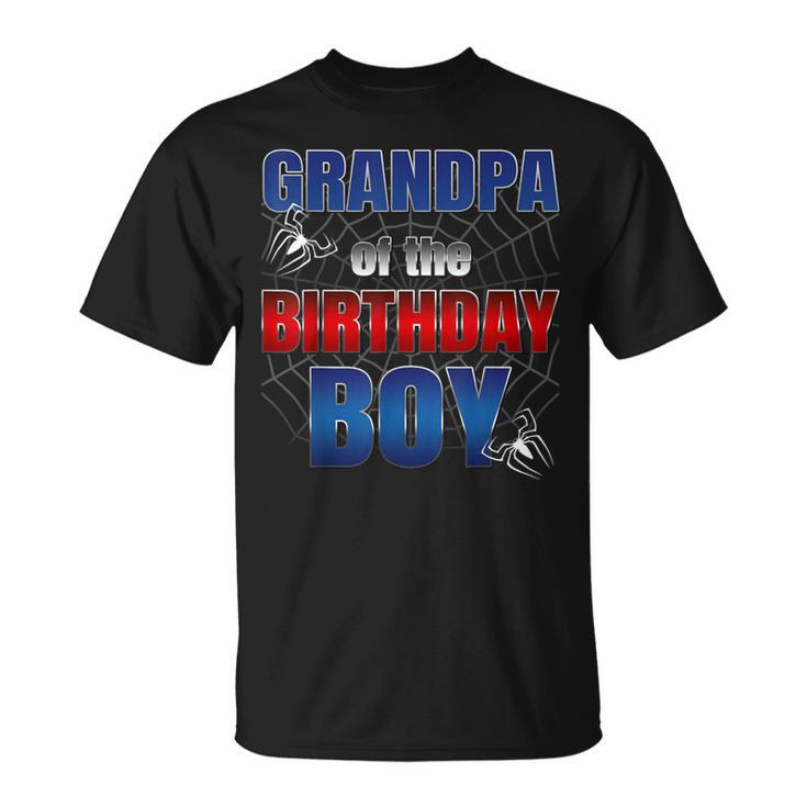 Grandpa Birthday Boy Spider Web Birthday Party Decorations T-Shirt