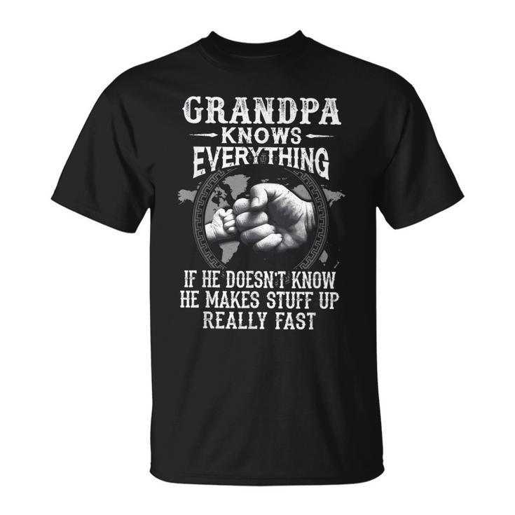 Grandpa Knows Everything Classic Fist Bump Fathers Day  Unisex T-Shirt