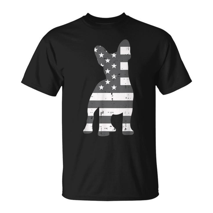 Gray Us Flag French Bulldog Frenchie Patriotic 4Th Of July  Unisex T-Shirt