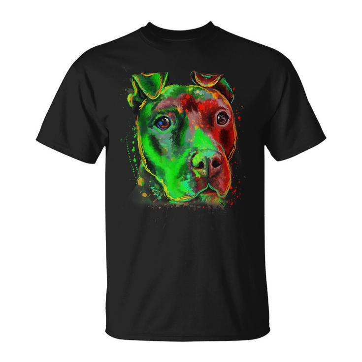 Green Color Pitbull Innocent Face  Unisex T-Shirt