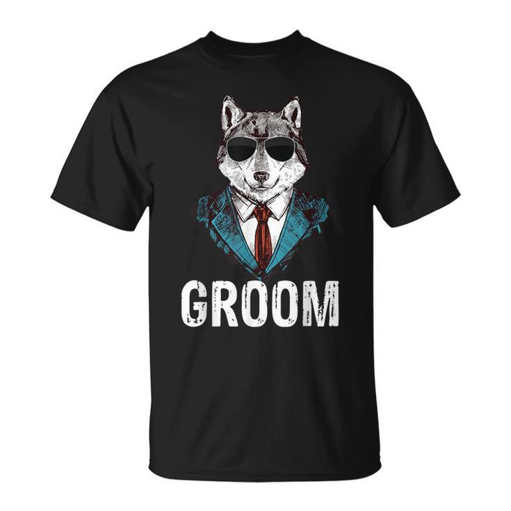 Grooms Wolf Bachelor Wedding Groomsmen Team Party T-Shirt