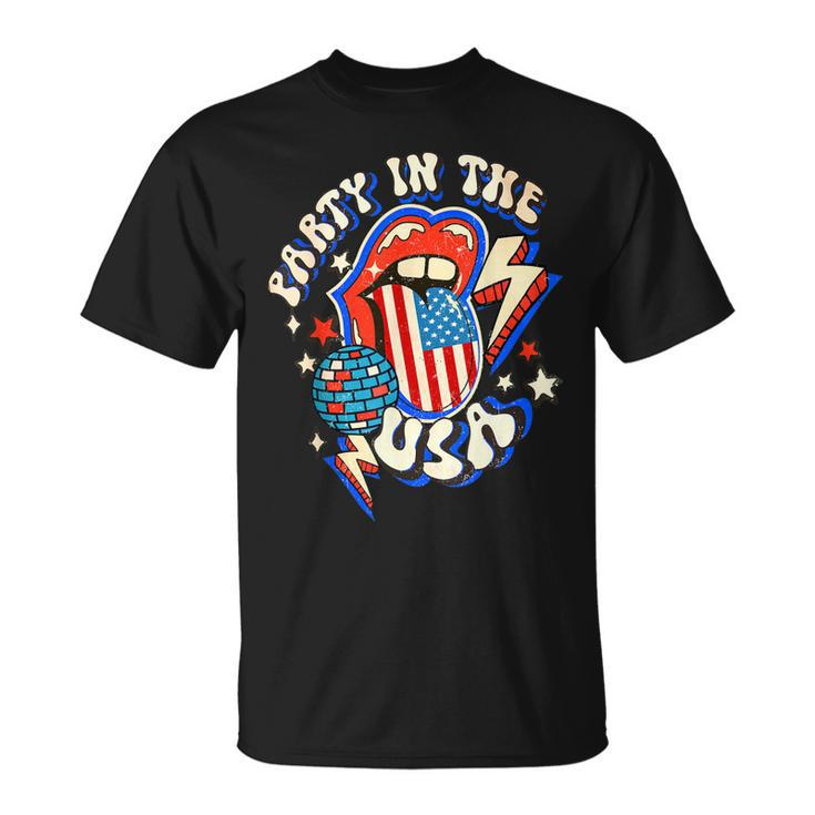 Groovy Disco Funny Party In The Us July 4Th Usa Patriotic  Unisex T-Shirt