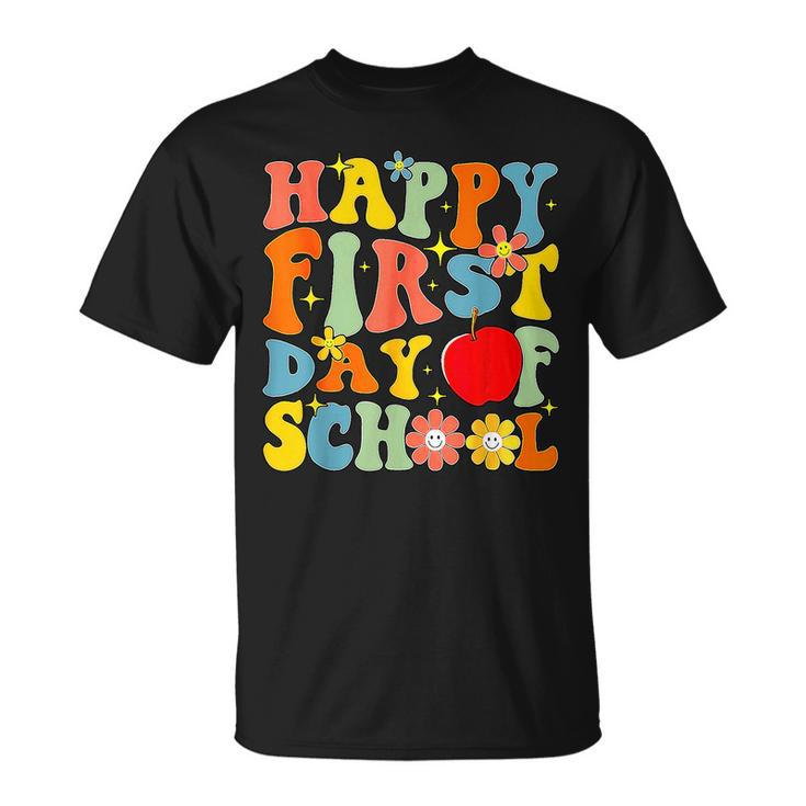 Groovy Happy First Day Of School Back To School Teachers  Unisex T-Shirt