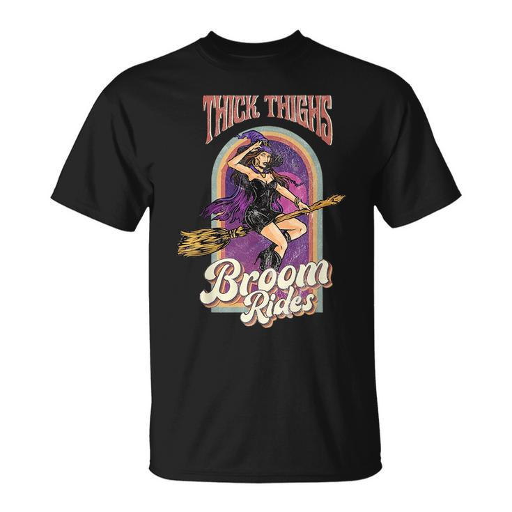 Groovy Thick Thighs Witch Vibes Witch Tarot Halloween Girls Tarot Funny Gifts Unisex T-Shirt