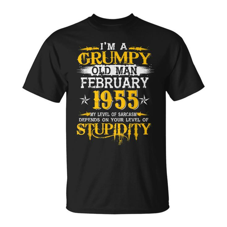 Grumpy Old Man Born In February 1955 65Th Birthday  Unisex T-Shirt