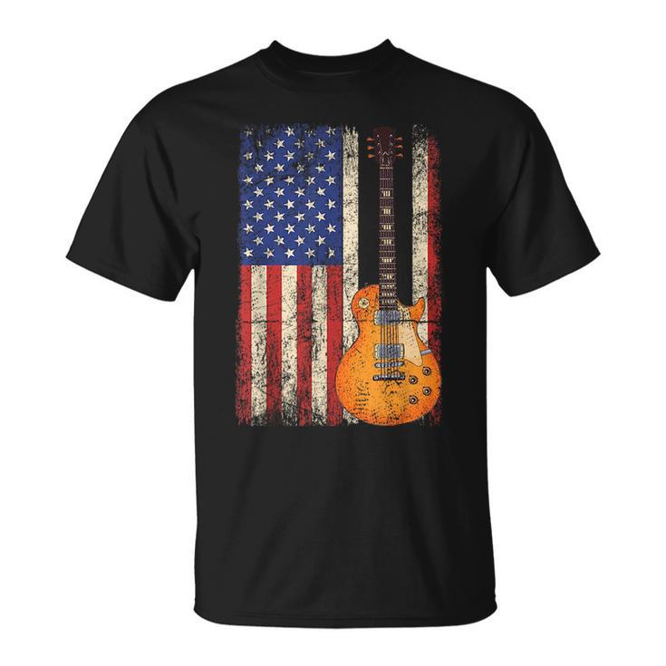 Guitar American Usa Flag  Patriotic Guitarist Men   Patriotic Funny Gifts Unisex T-Shirt
