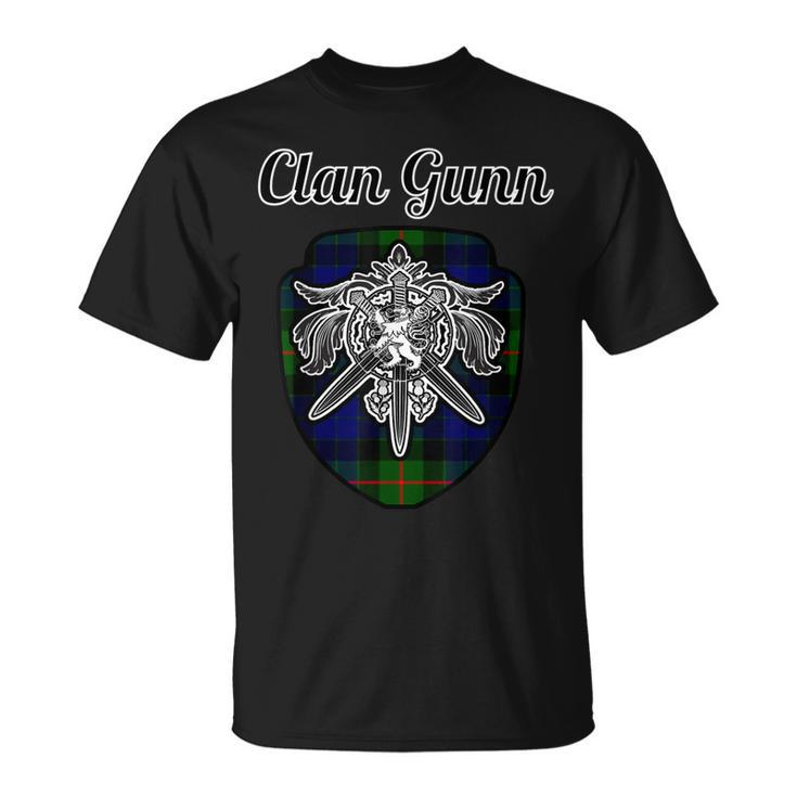 Gunn Scottish Clan Family Tartan Lion Sword Name Crest  Unisex T-Shirt
