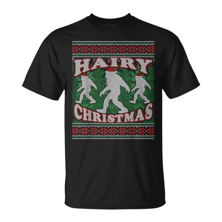 Hairy Christmas Bigfoot Ugly Christmas Sweater T-Shirt