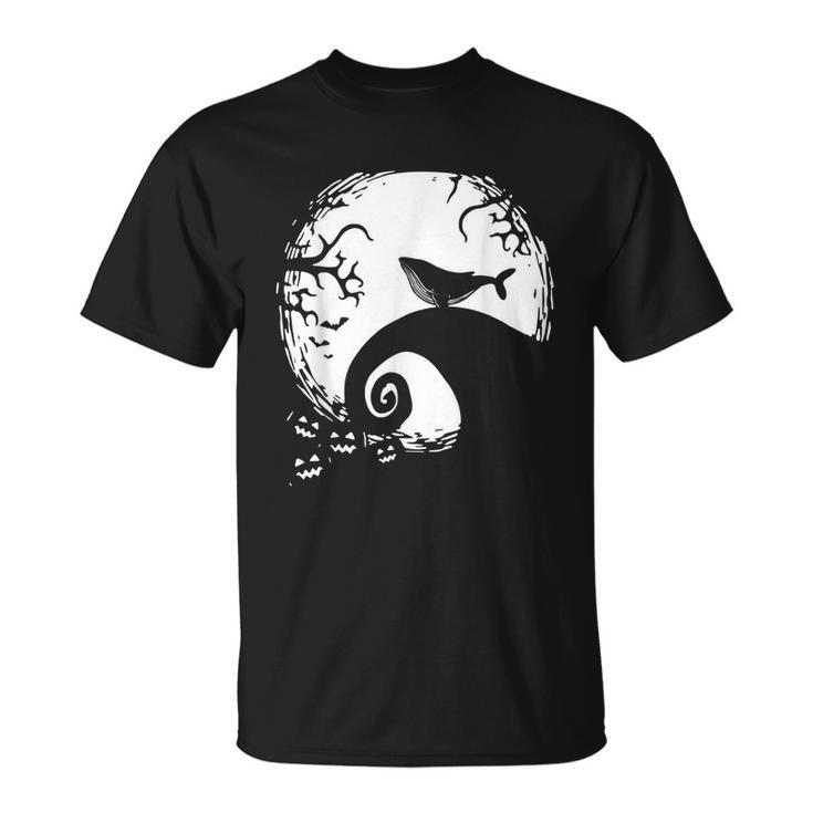 Halloween Costume Humpback Whale Moon Silhouette Vintage Moon Funny Gifts Unisex T-Shirt
