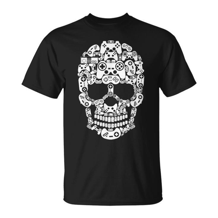 Halloween Skeleton Skull Gamer Boys Men Controller Gaming  Unisex T-Shirt