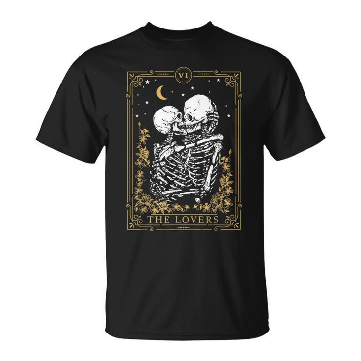 Halloween The Lovers Vintage Tarot Card Magic Occult Witch Magic Funny Gifts Unisex T-Shirt
