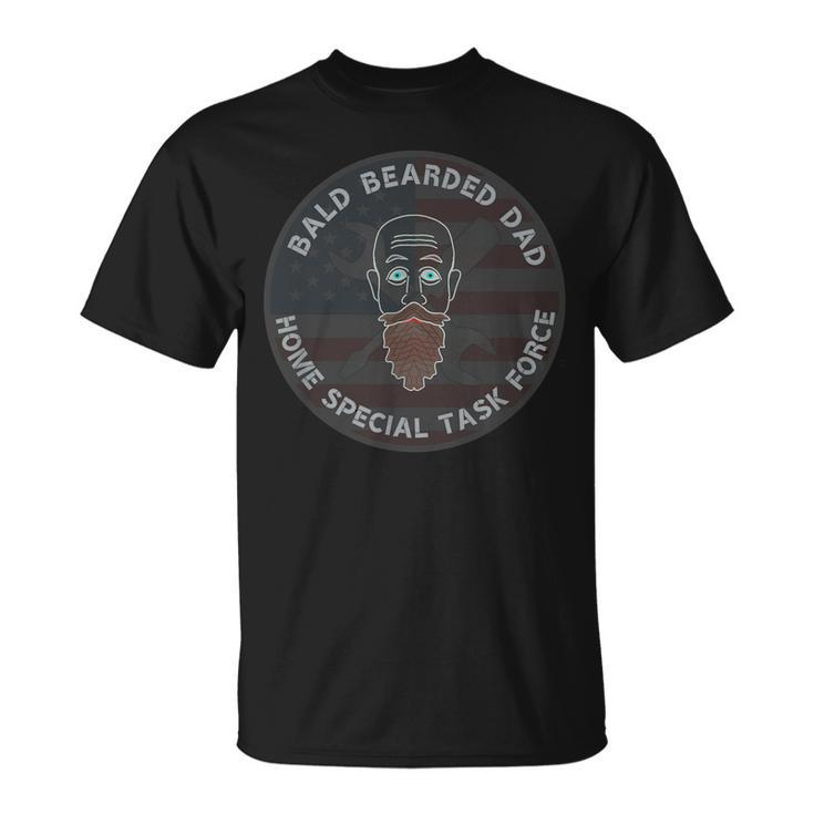 Handy Dad  With Bald Bearded Dad Tools And Us Flag  Gift For Mens Gift For Women Unisex T-Shirt