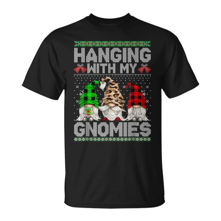 Hanging With My Gnomies Christmas Cute Gnomes Ugly Sweater T-Shirt