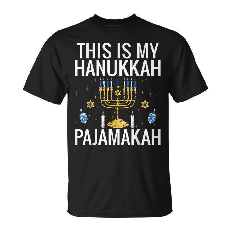 This Is My Hanukkah Pajamakah Menorah Chanukah Pajamas Pjs T-Shirt