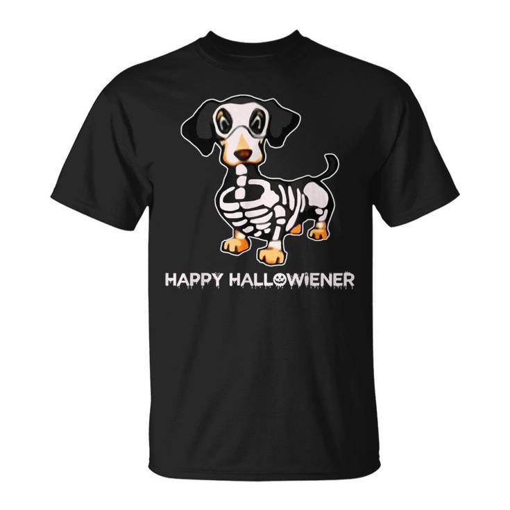 Happy Halloween Halloweiner Daschund Dog Lovers Skull T-Shirt