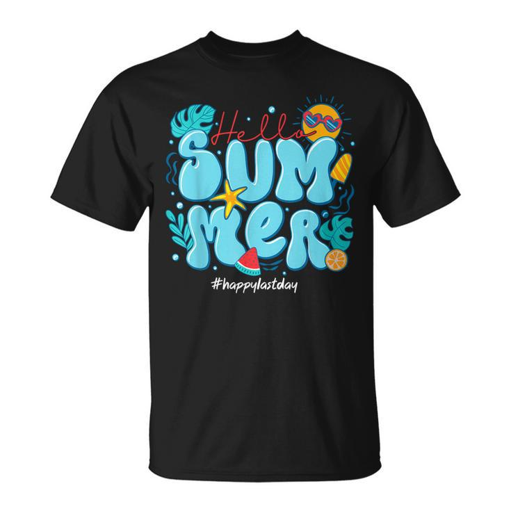 Happy Last Day Of School Hello Summer Hawaii Beach Groovy Unisex T-Shirt