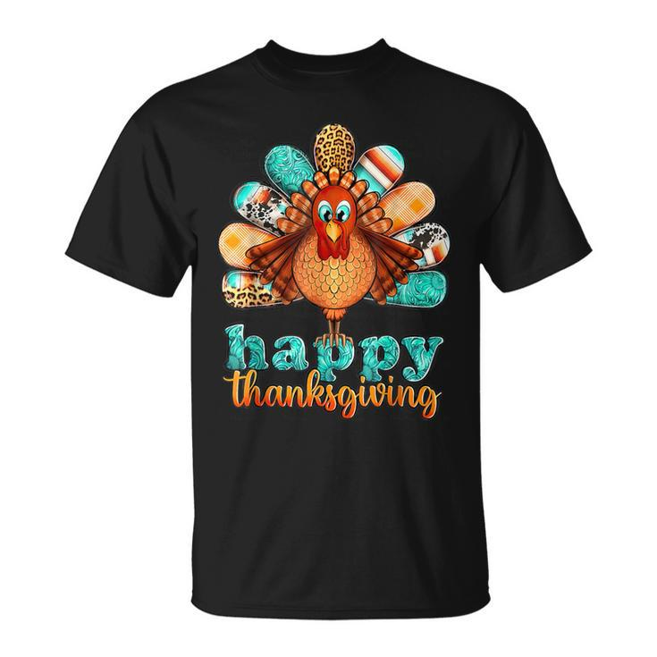Happy Thanksgiving Turkey Day Leopard Holiday T-Shirt