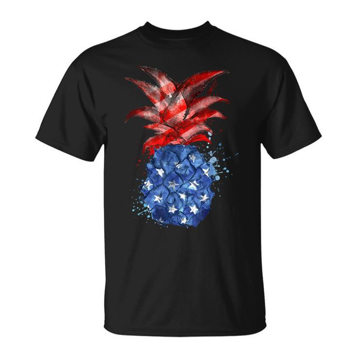Hawaiian Pineapple American Flag 4Th Of July Patriotic  Unisex T-Shirt