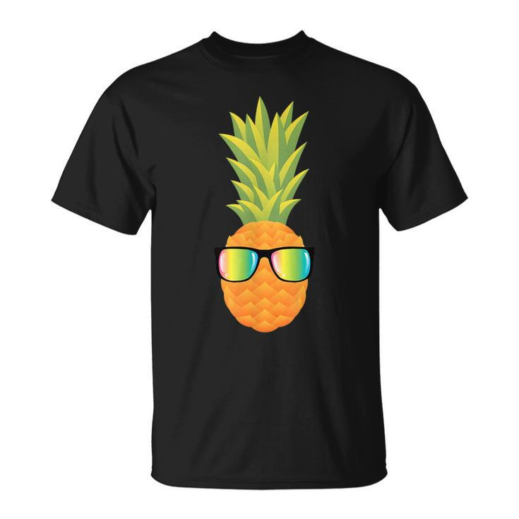 Hawaiian Pineapple With Sunglasses Illustration Gift Unisex T-Shirt
