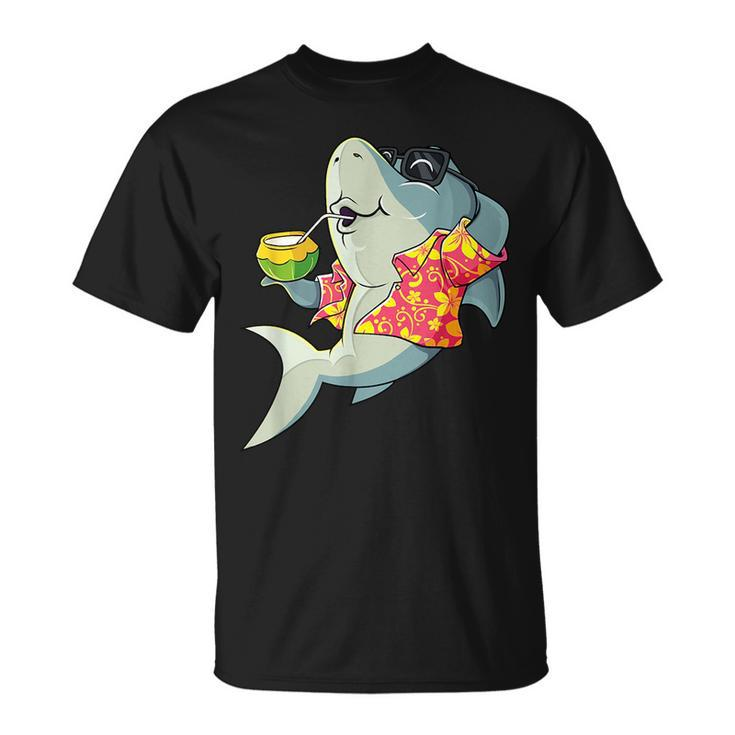 Hawaiian Shark Summer Tropical Luau Party Men Boys Kids  Unisex T-Shirt