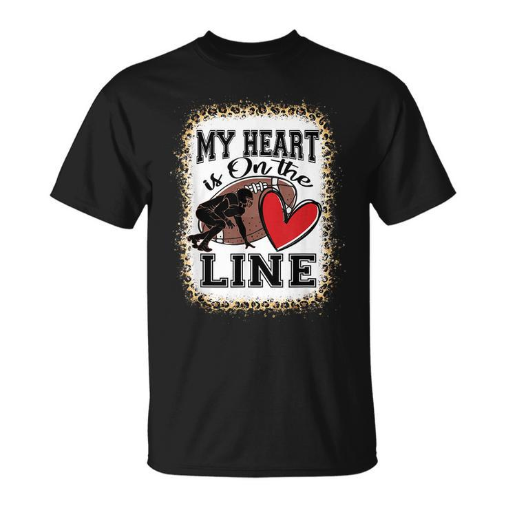 My Heart Is On The Line Offensive Lineman Football Leopard T-Shirt