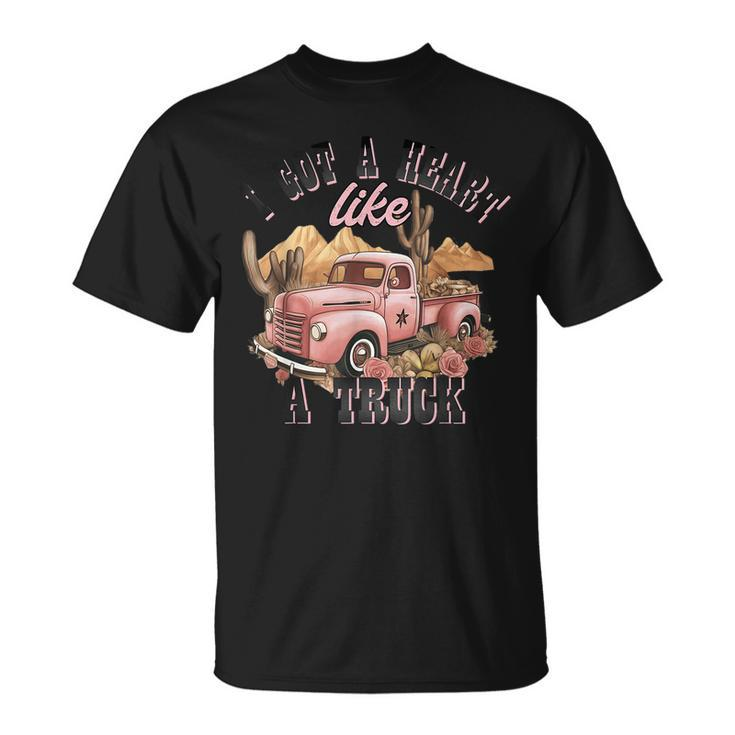 I Got A Heart Like A Truck Old Car American Pickup Truck T-Shirt