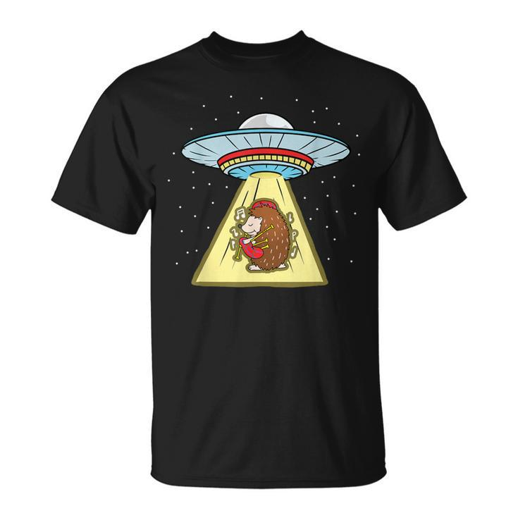 Hedgehog Playing Bagpipe Ufo Abduction T-Shirt