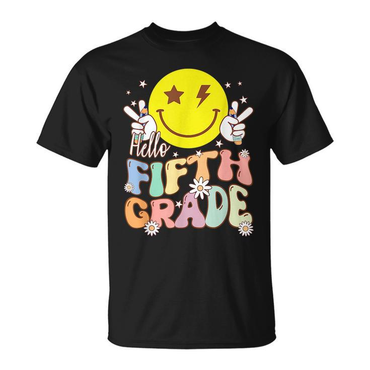 Hello Fifth Grade Hippie Smile Face 5Th Grade Back To School Unisex T-Shirt