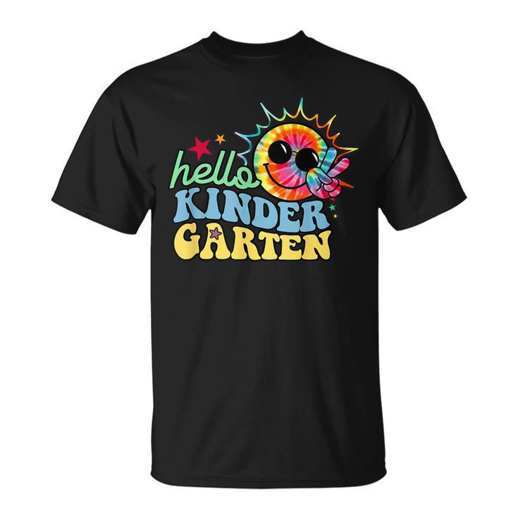 Hello Kindergarten Fun Colorful Back To School Retro Peace T-Shirt