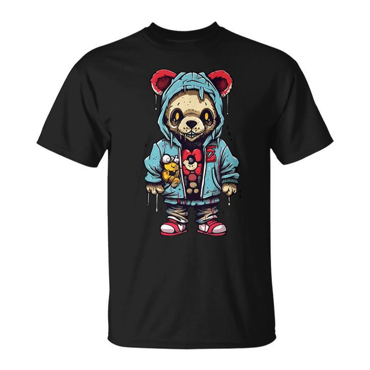 Hip Hop Teddy Bear Zombie Teddy Bear Streetwear Horror Drip Teddy Bear  T-Shirt