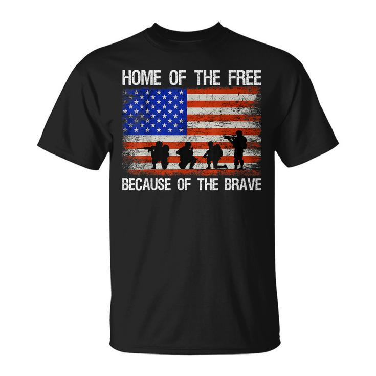 Home Of The Free Because Of The Brave Veteran American Flag  Unisex T-Shirt