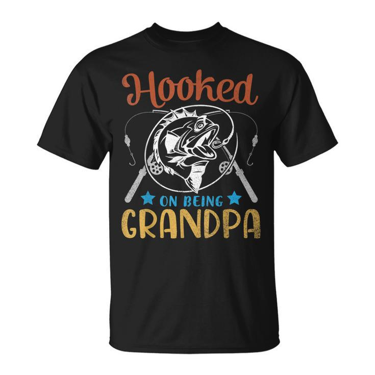 Hooked On Being Grandpa Happy Father Day Fisher Papa  Unisex T-Shirt