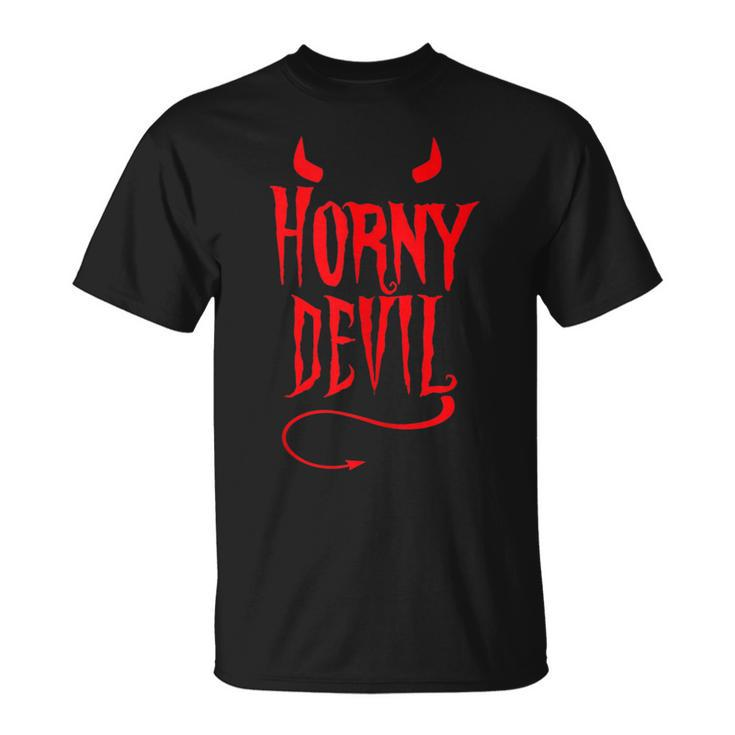 Horny Devil Sexy Sinner Horns Tail Adult Sinful Humor T-Shirt