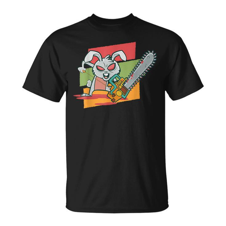 Horror Lover Creepy Chainsaw Bunny Creepy T-Shirt