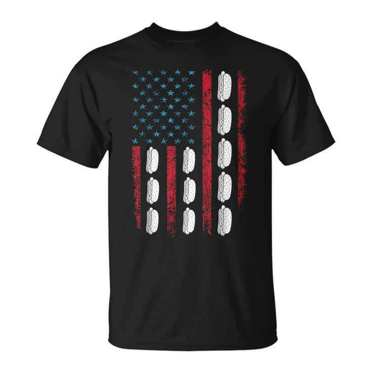 Hot Dog American Flag July 4Th Patriotic Summer Bbq Funny  Patriotic Funny Gifts Unisex T-Shirt
