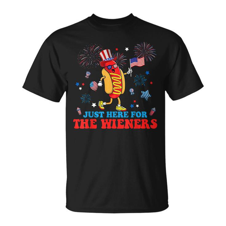 Hot Dog Im Just Here For The Wieners 4Th Of July Unisex T-Shirt