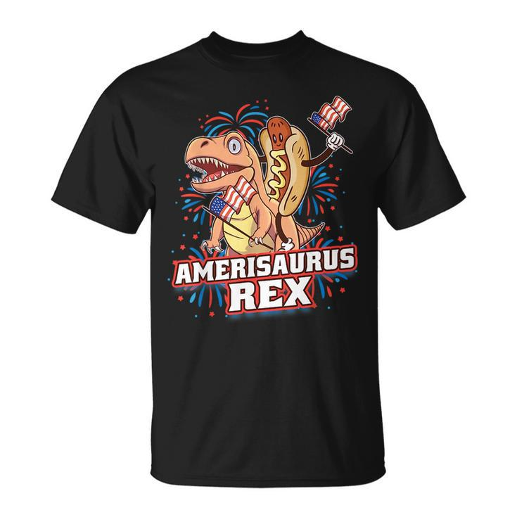 Hotdog T Rex Dinosaur 4Th Of July Amerisaurus Funny Gifts  Unisex T-Shirt