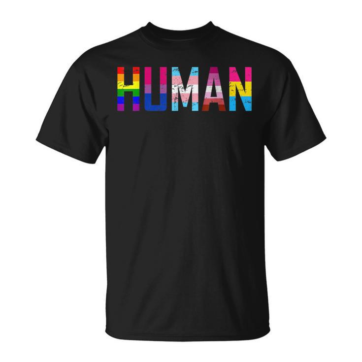 Human Lgbt Flag - Gay Bi Trans Lesbian Pansexual Pride  Unisex T-Shirt