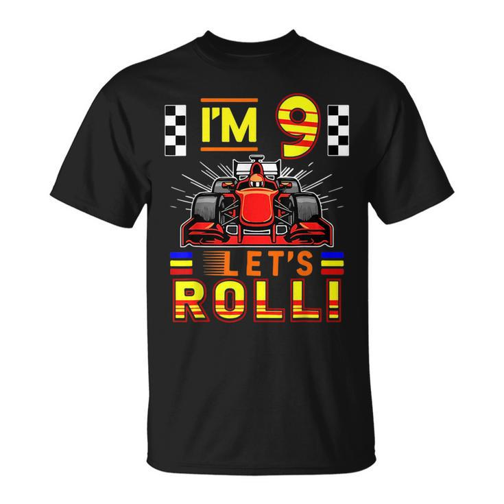 Im 9 Years Old Racing Car Toddler 9Th Birthday Race Racing Funny Gifts Unisex T-Shirt