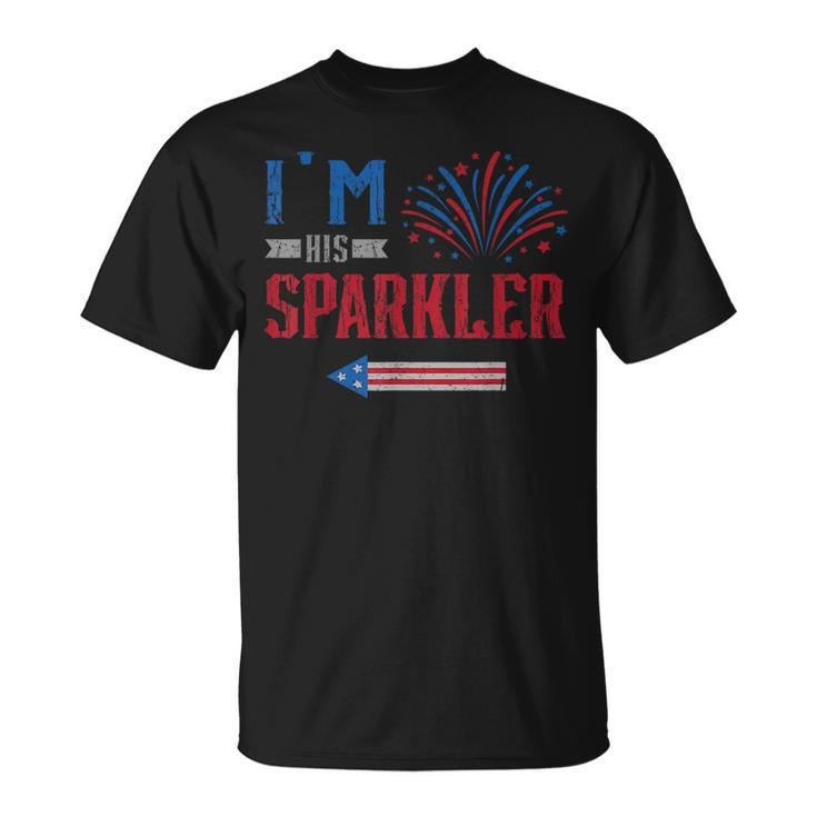 Im His Sparkler Fireworks Usa Flag Couples 4Th Of July Usa Funny Gifts Unisex T-Shirt