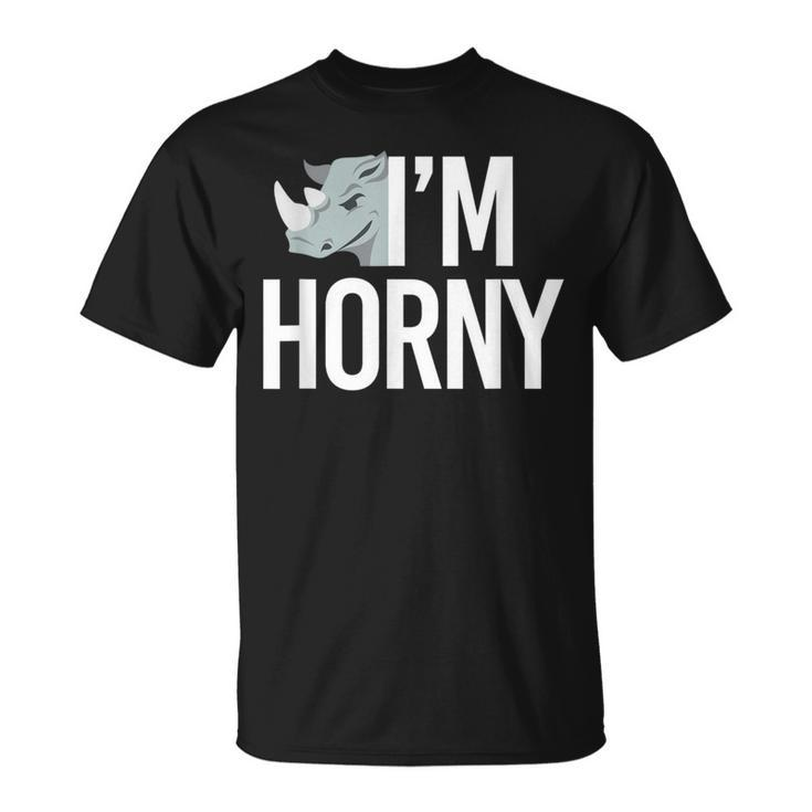 I'm Horny Rhinoceros Cheeky Naughty Pun T-Shirt